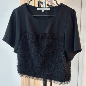 Rachel Roy Fringe Black Top Size S